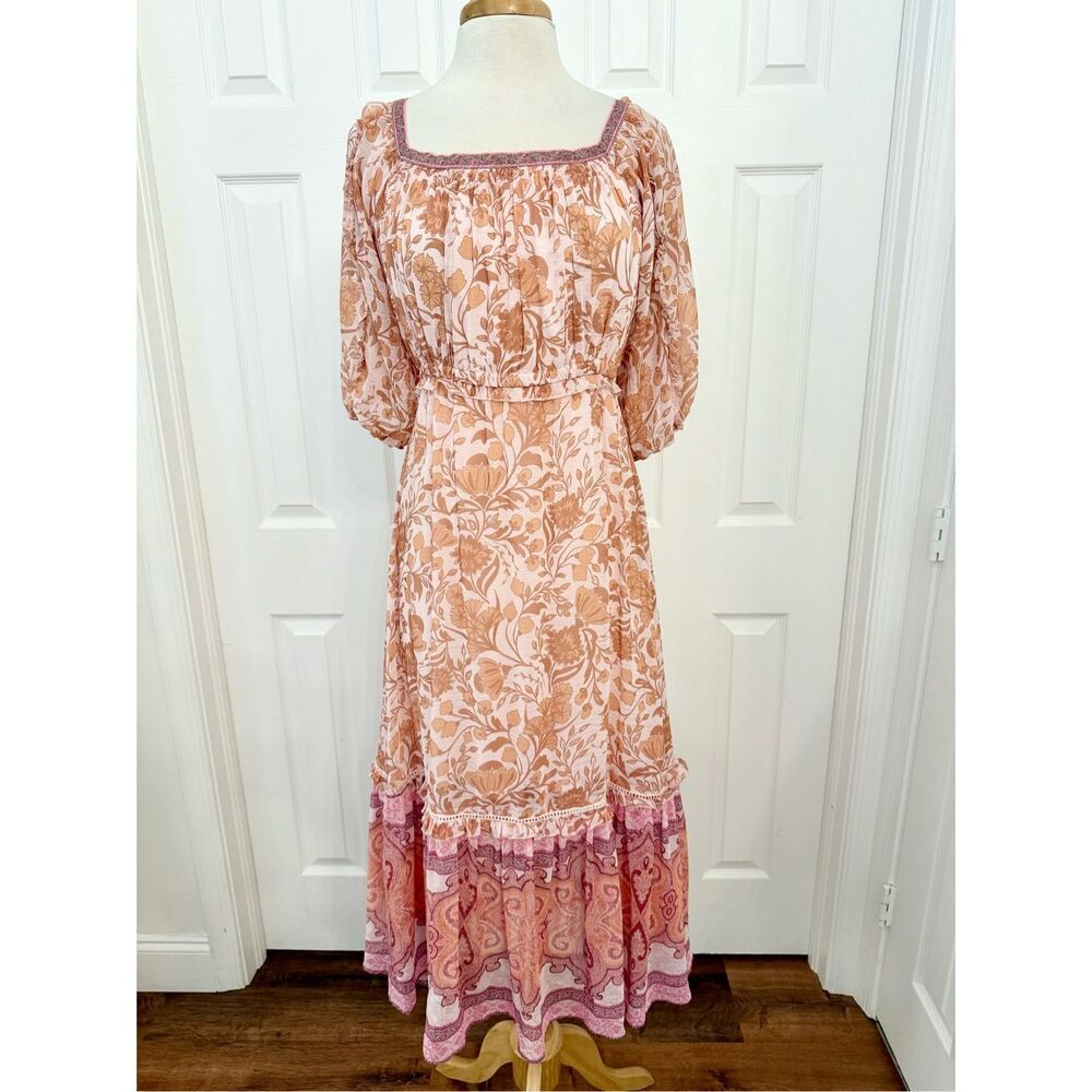 Super Natural by Secret Mission Womens Pink Orange Aviana Maxi Dress Size Medium